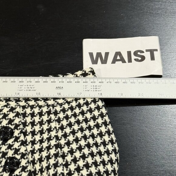 Tahari Houndstooth Fringe Black White Faux Wrap Knee Length Womens Skirt Size 16 - Picture 8 of 9